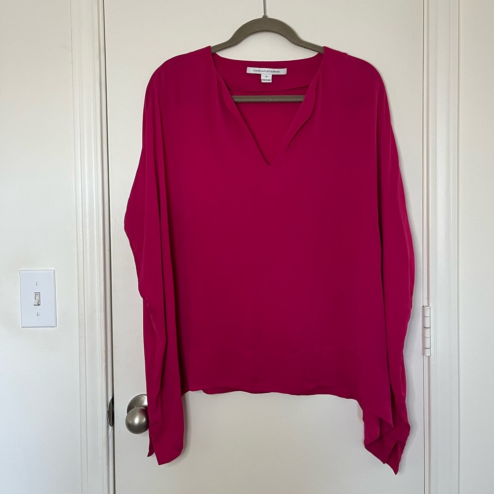 DVF Diane Von Furstenberg 100% silk fuchsia Kora top, size medium